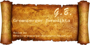 Gremsperger Benedikta névjegykártya